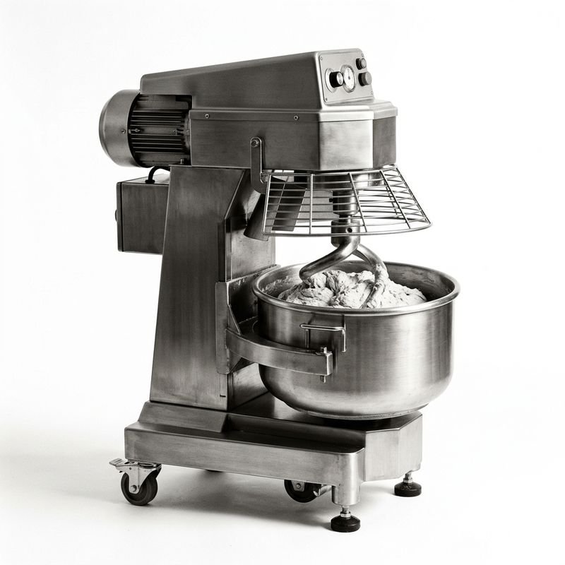 Spiral dough mixer with rotating bowl for bread and pizza dough